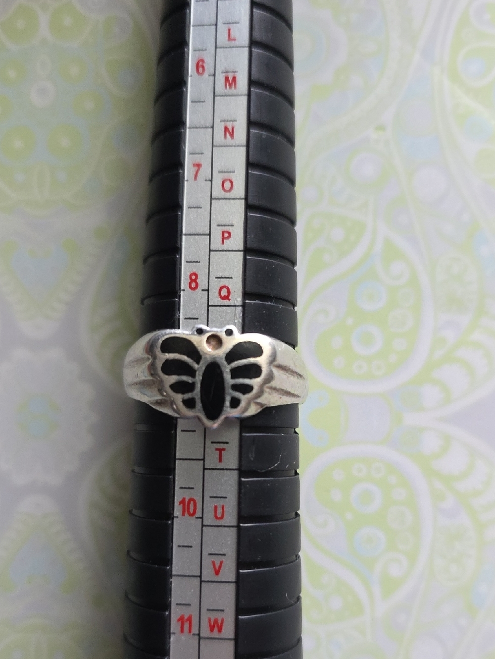 Sterling Silver Butterfly Ring with Black Enamel